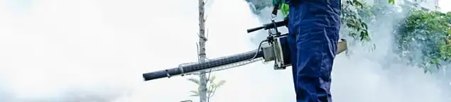 Pest control technician fogging an outdoor area for insect control in Tempe, AZ